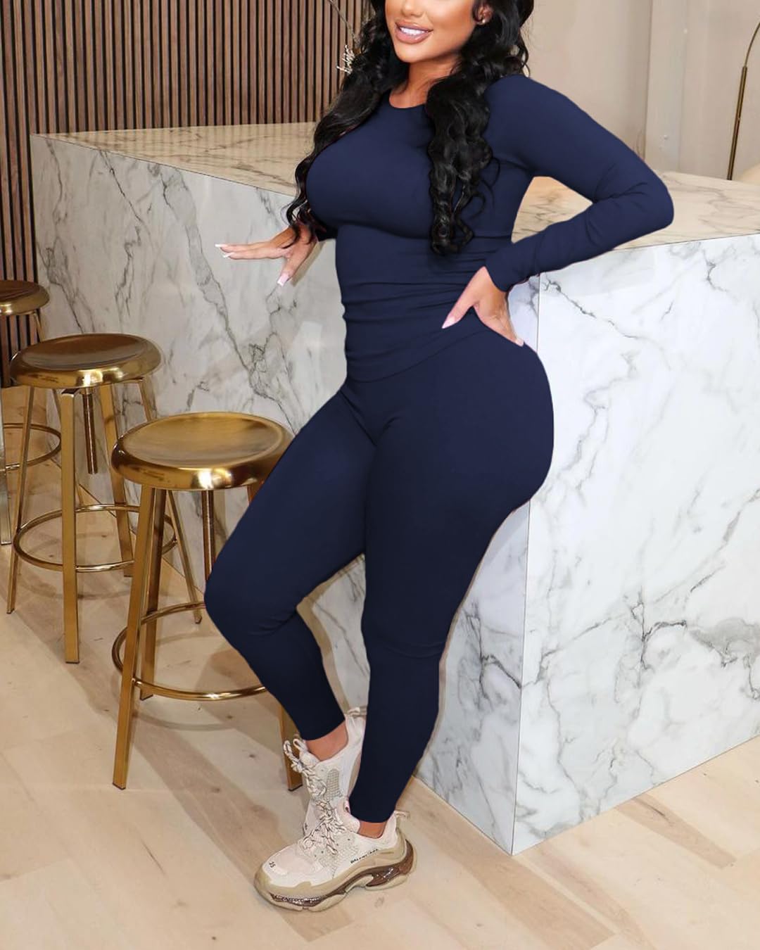 Chrome Heart Leggings - 2 Piece Tracksuit for Women - Long Sleeve Top & Jogger Leggings Workout Set