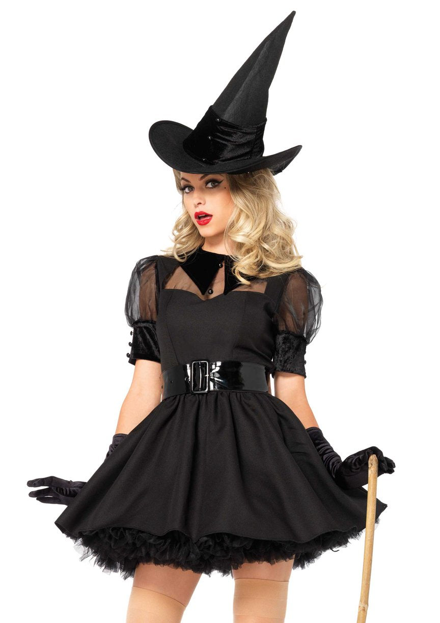 Women's Bewitching Witch Halloween Costume - Pin-Up Style Dress with Hat Women's