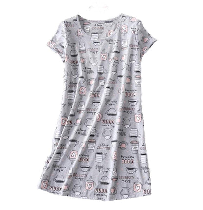 PNAEONG 3 Pack Women's Cotton Nightgown Sleepwear Short Sleeves Shirt Casual Print Sleepdress