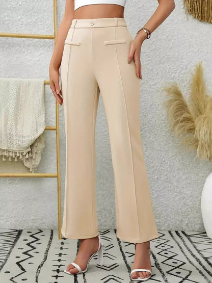 High Waist Flare Pants Light Apricot