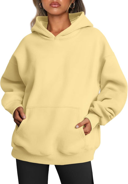 Women's Oversized Hoodie Fleece Pullover Sweatshirt Winter Sweater X-Large Lemonyellow