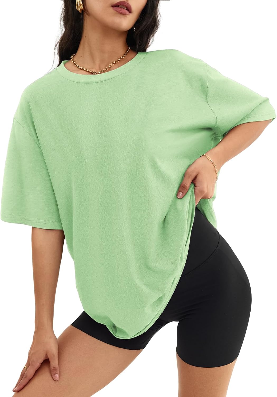 Women's Oversized T Shirts - Loose Fit Crewneck Short Sleeve Casual Tops