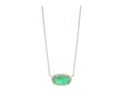 Kendra Scott Elisa Pendant Necklace - 14k Gold Plated Delicate Fashion Jewelry for Women GOLD - JADE GREEN ILLUSION