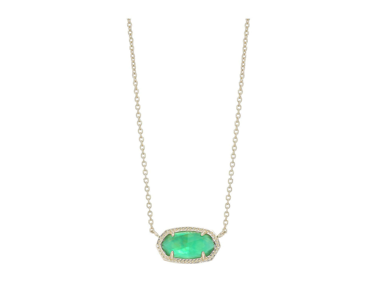 Kendra Scott Elisa Pendant Necklace - 14k Gold Plated Delicate Fashion Jewelry for Women GOLD - JADE GREEN ILLUSION