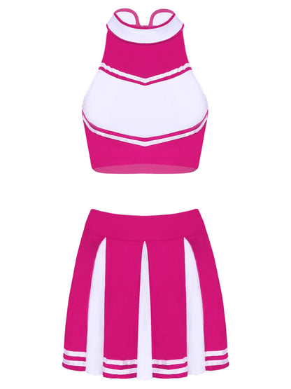 Cheerleader Costume - Women's Crop Top with Pleated Mini Skirt Uniform