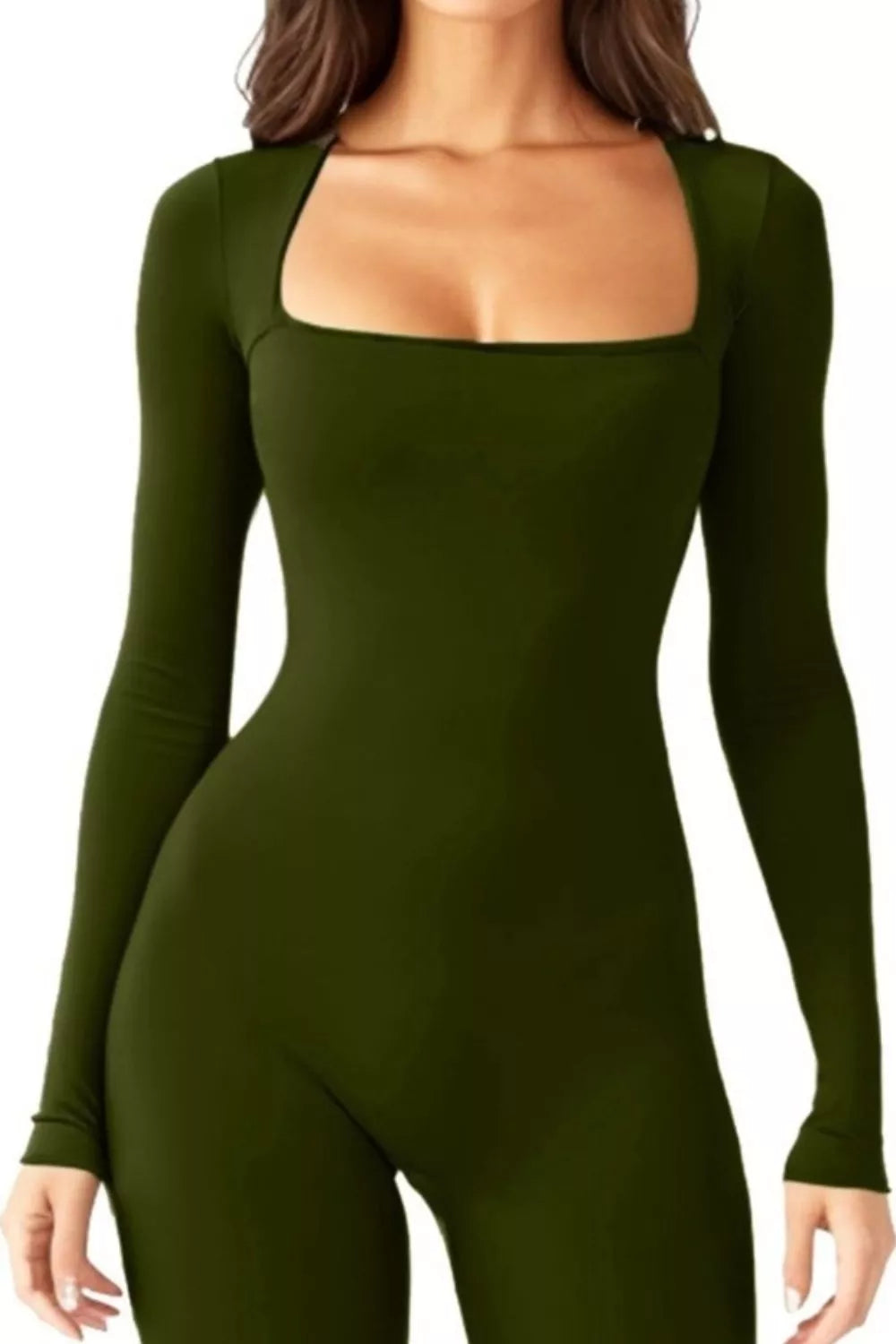 Square Neck Long Sleeve Jumpsuit