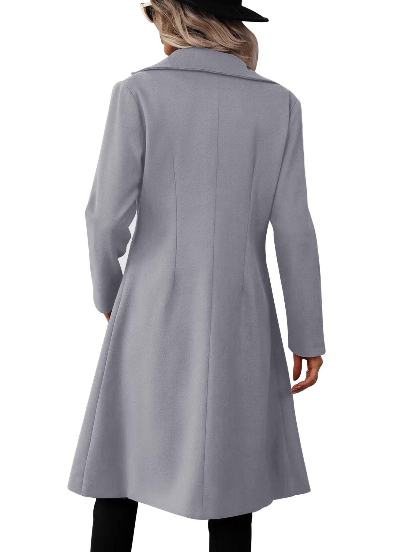 Danedvi Womens Long Double Breasted Coats Lapel Collar Pea Coat Winter Slim Fit Jackets Trench Coat Outwear