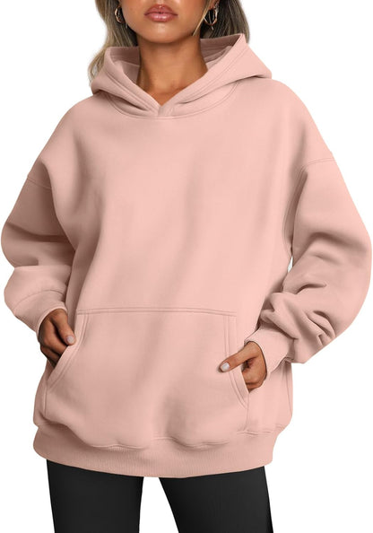 Oversized Fleece Hoodie - Thick Pullover Sweatshirt for Fall & Winter X-Small Blush Pink