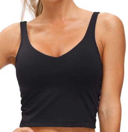 Longline Sports Bra Women Wirefree Padded Medium Support Workout Bra