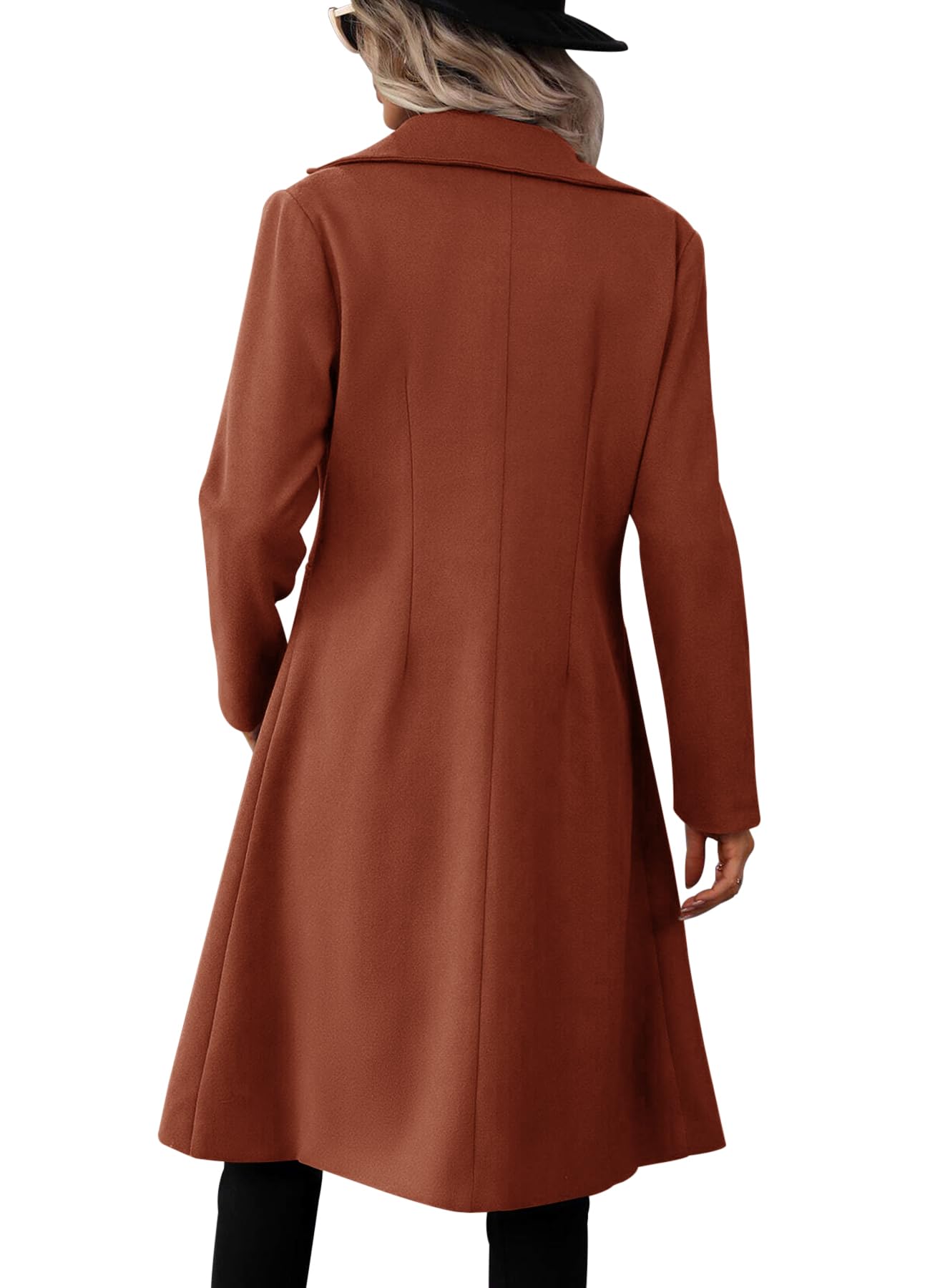 Danedvi Womens Long Double Breasted Coats Lapel Collar Pea Coat Winter Slim Fit Jackets Trench Coat Outwear