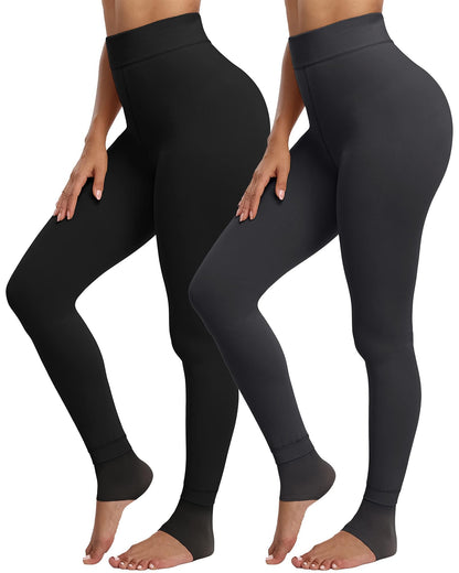 CHRLEISURE Women's Fleece Lined Tights - Fake Sheer Warm Pantyhose Thick Winter Leggings