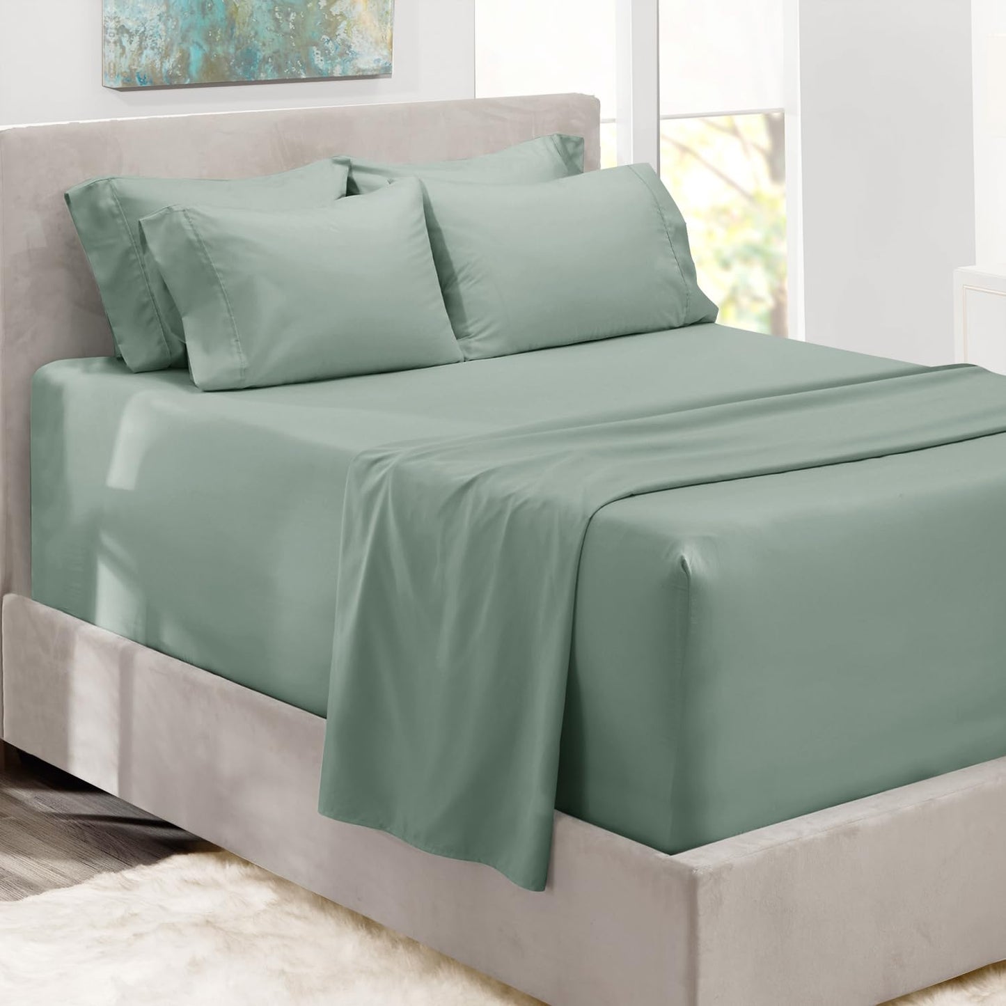 King Size Deep Pocket Sheet Set 6 Piece - Extra Deep Fitted Sheets 18-24 Inch Microfiber Linen