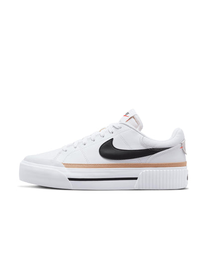 Nike Women's Court Legacy Lift Shoes, White/Black-Hemp-Team Orange, 7
