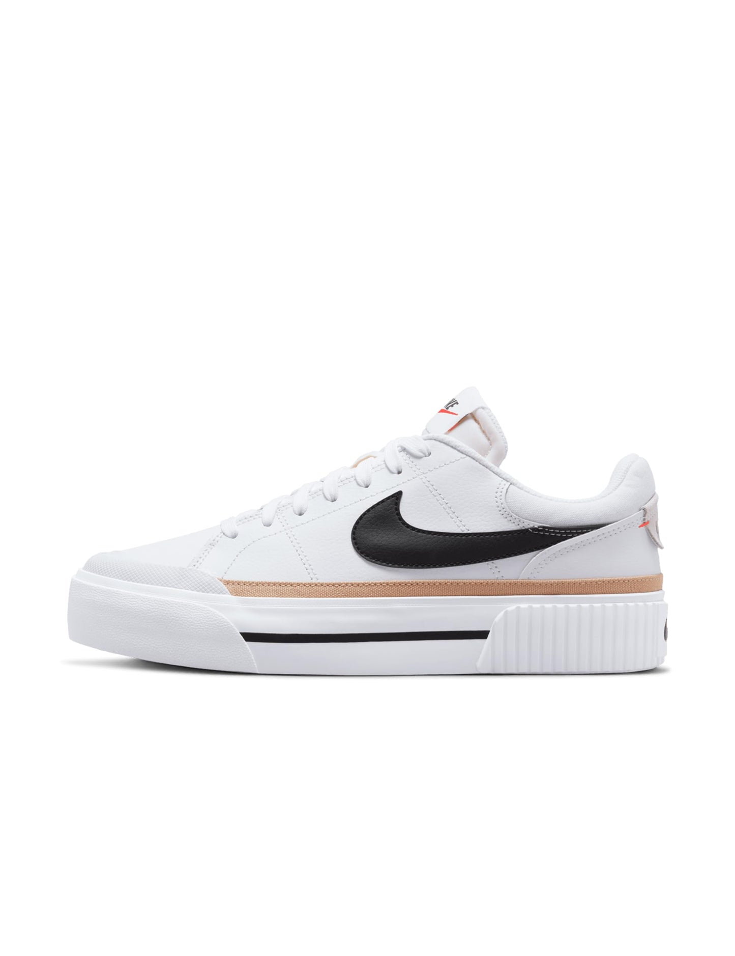 Nike Women's Court Legacy Lift Shoes, White/Black-Hemp-Team Orange, 7