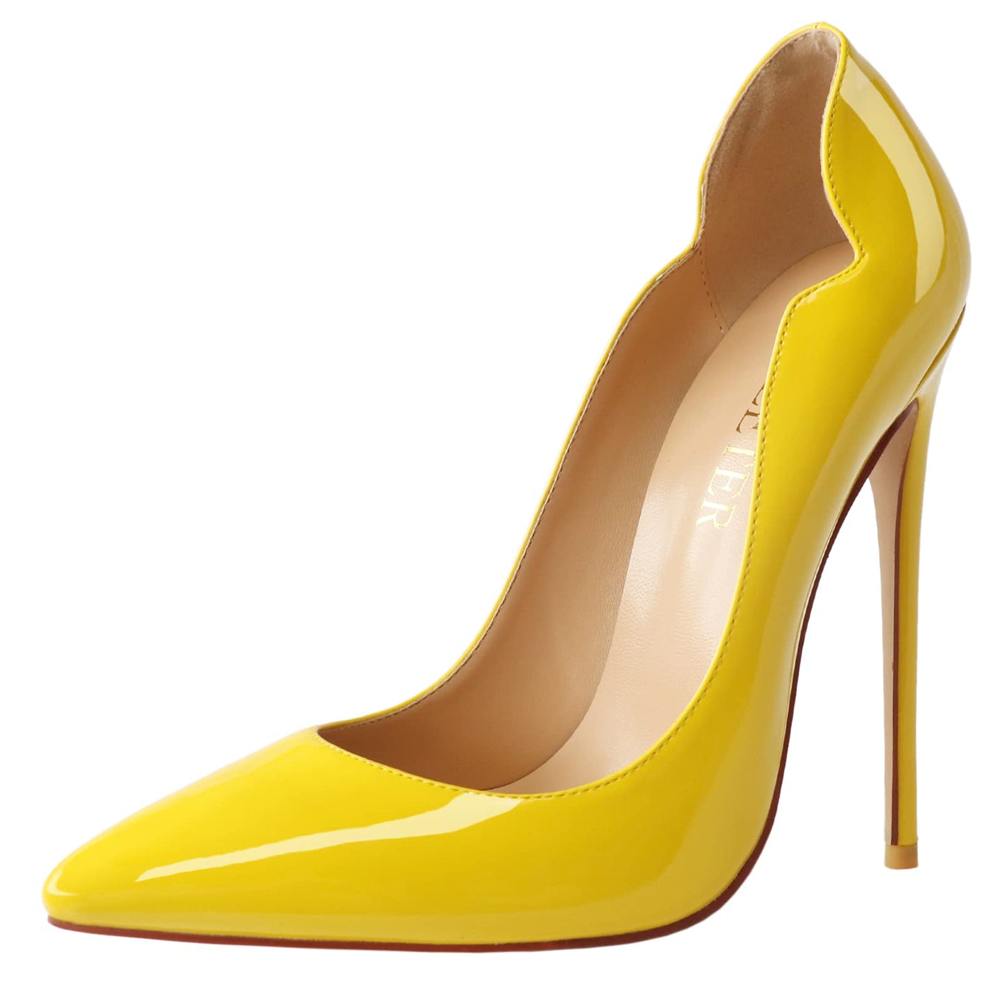 Women's Pointed Toe High Heels 4.72 Inch Stiletto Pumps Yellow