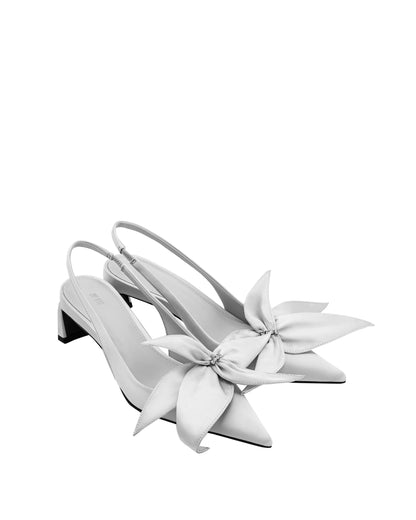 JW PEI Women's Queena Floral Appliques Slingback Pumps - Silver