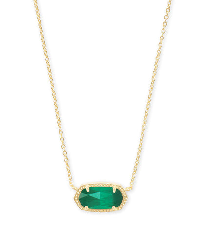 Kendra Scott Elisa Pendant Necklace - 14k Gold Plated Delicate Fashion Jewelry for Women GOLD - EMERALD CATS EYE