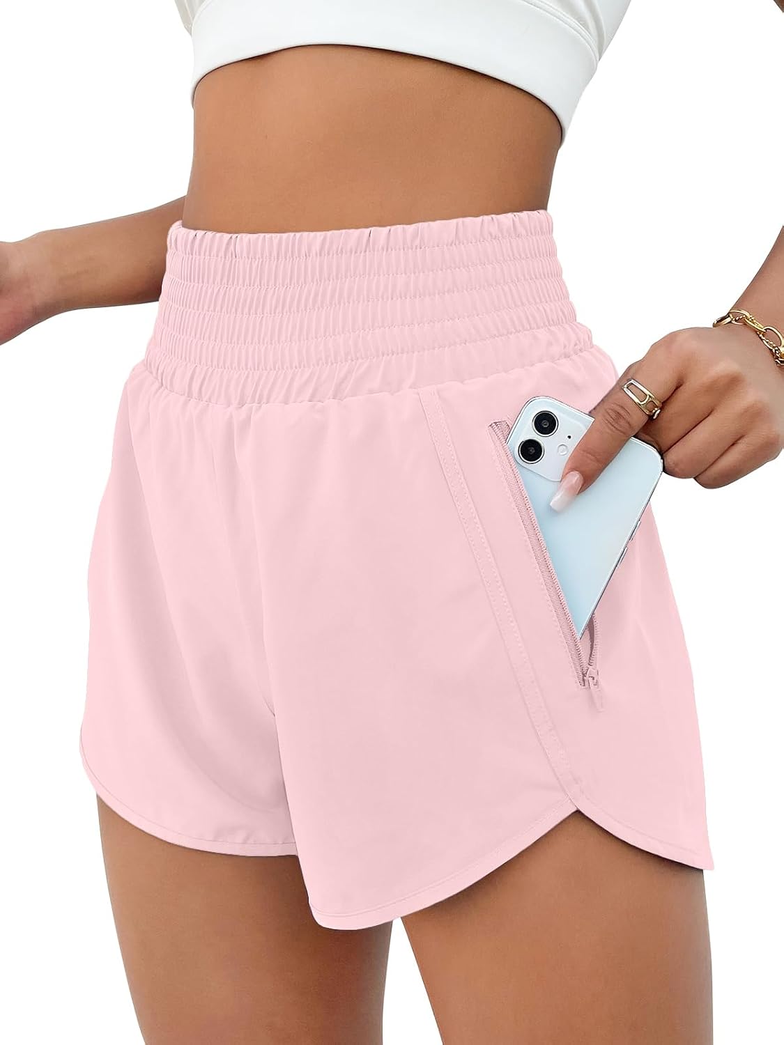 High Waisted Athletic Shorts Women Running Workout Shorts with Pockets Gym Sporty