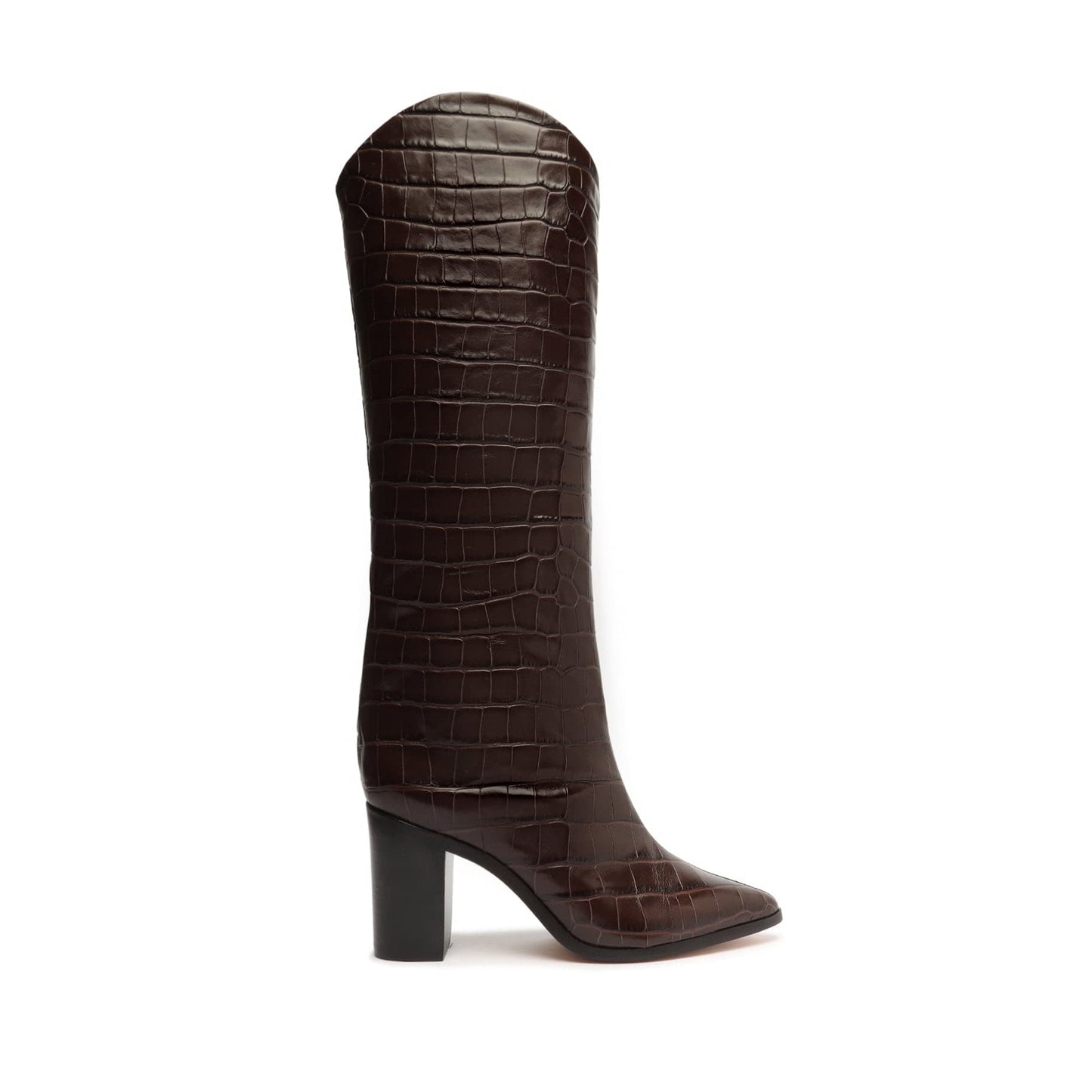 SCHUTZ Women's Maryana Block Boots, Dark Chocolate, Brown, 6 Medium US