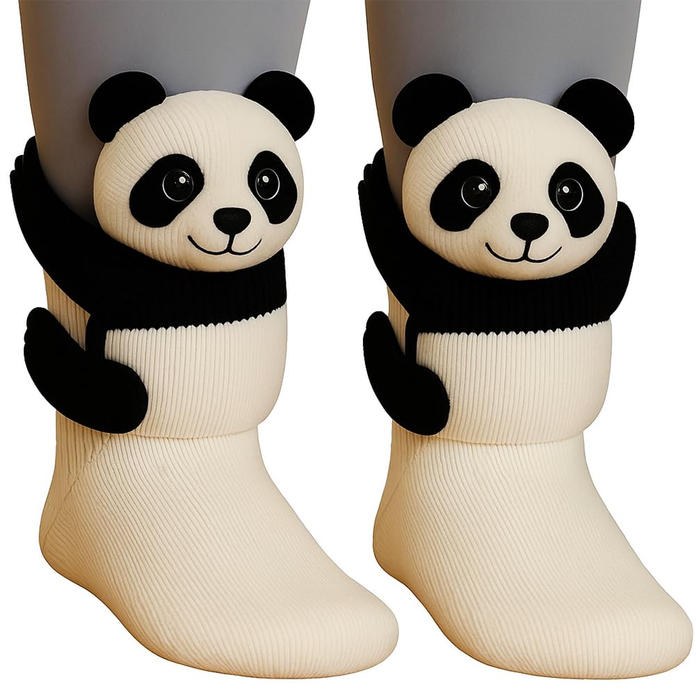 Cute Animal Socks for Women - Plush Long Stocking Socks with 3D Designs Panda-new