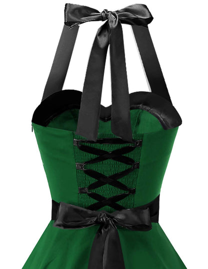 Vintage 1950s Cocktail Dress - Retro Halter Swing Dress for Party & Wedding