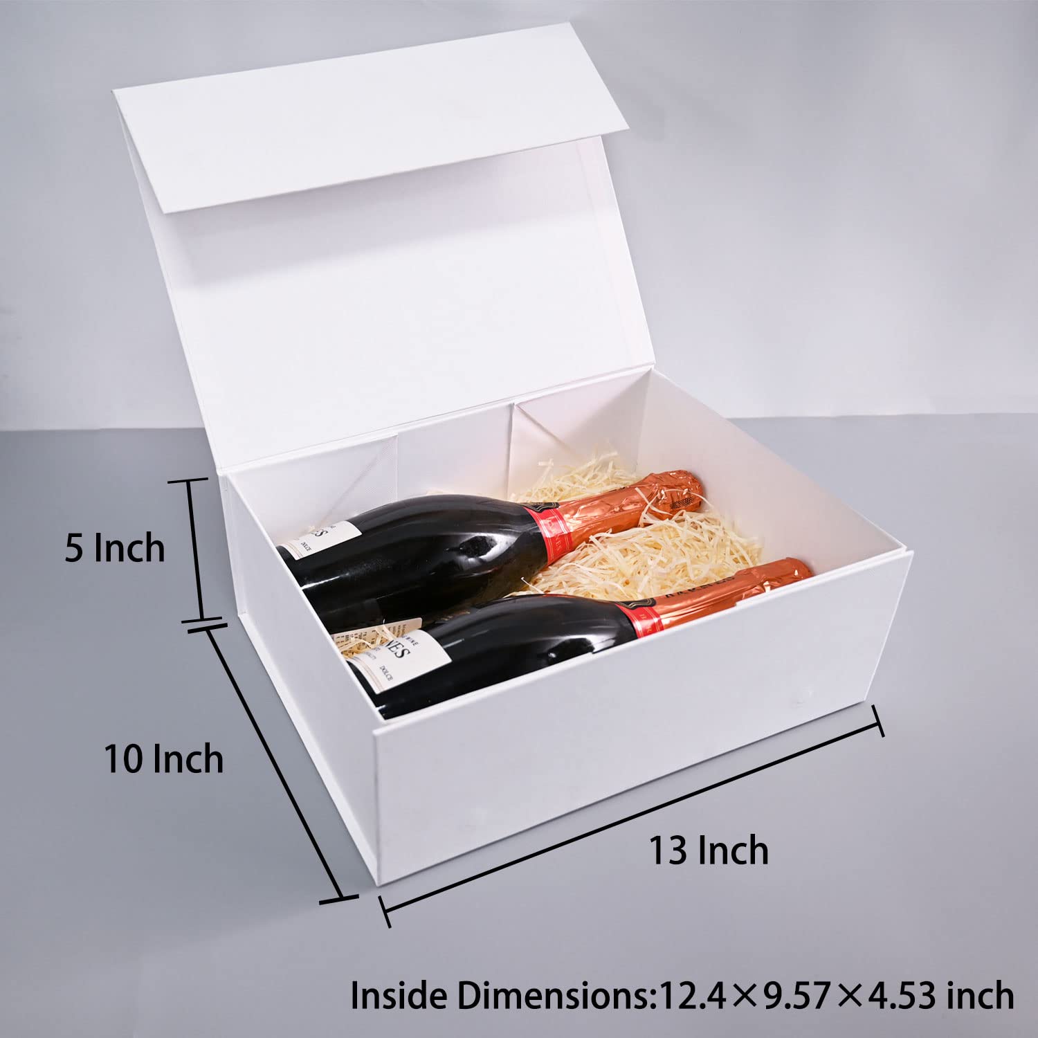 Gift Boxes with Lids 2 Pack - Magnetic Closure with Ribbon, Card, Filler & Sticker