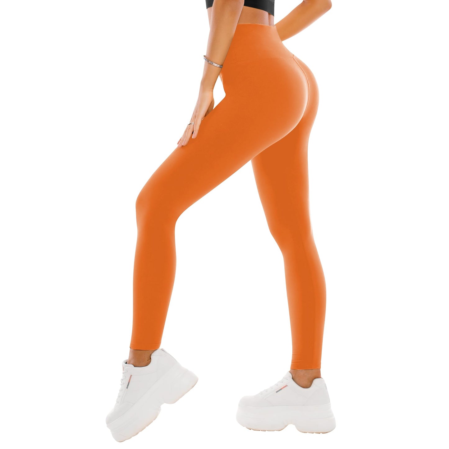 High Waisted Leggings for Women - Buttery Soft Yoga Pants with Tummy Control Full Length Orange