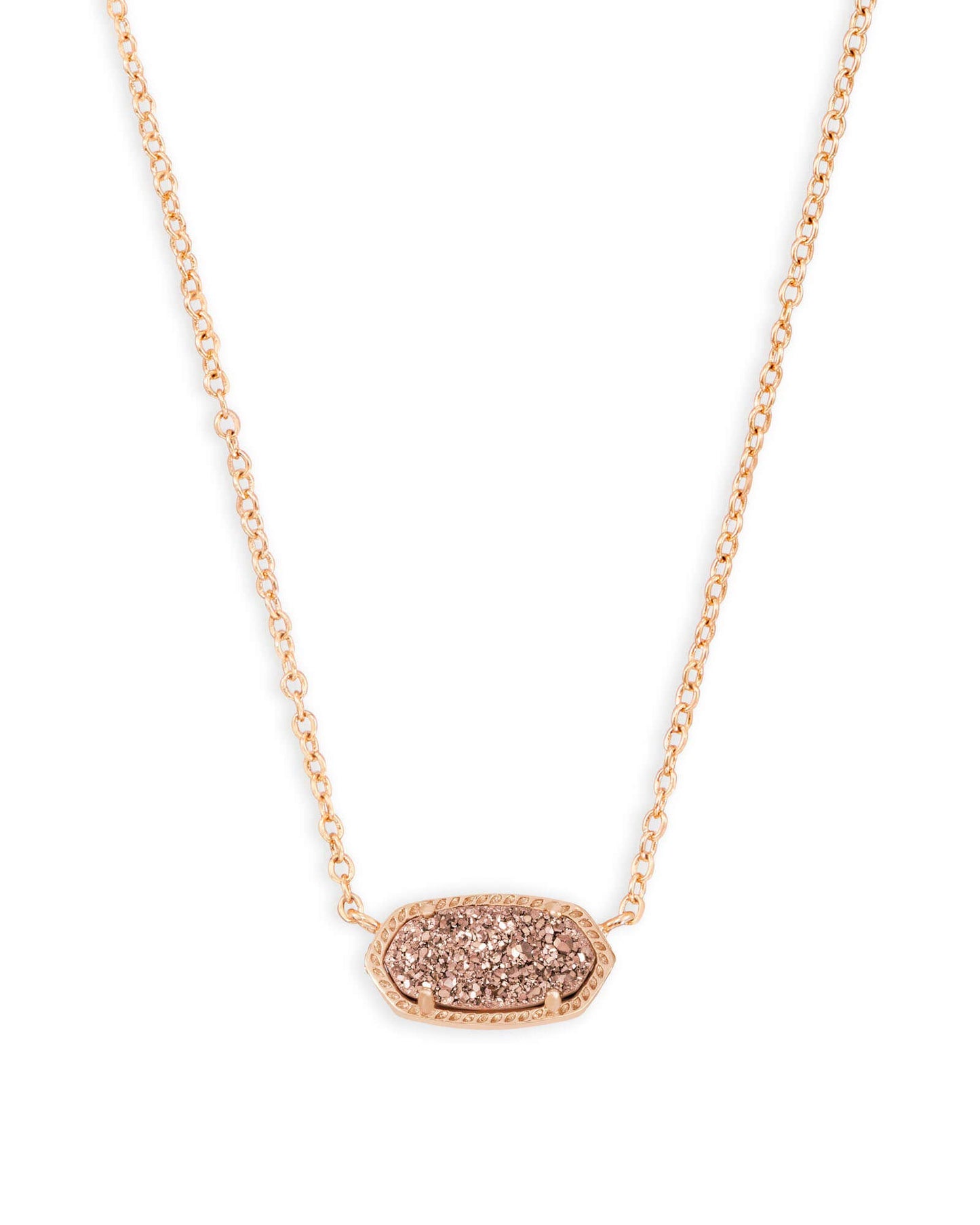 Kendra Scott Elisa Pendant Necklace - 14k Gold Plated Delicate Fashion Jewelry for Women ROSE GOLD - ROSE GOLD DRUSY