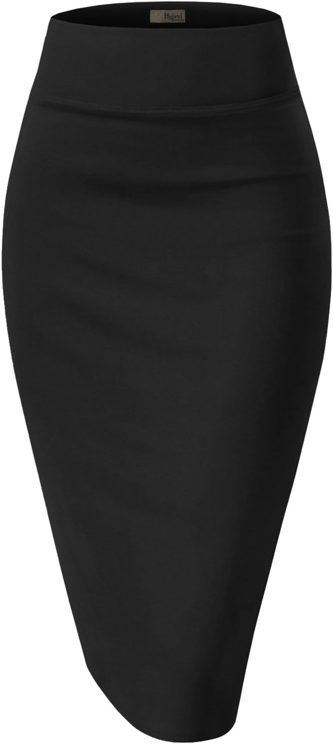 Women's High Waist Pencil Skirt - Premium Stretch Ponte Business Professional Below Knee