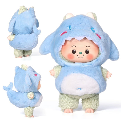 3 Piece Doll Clothes Set for 17cm Dolls - Handmade Crochet Outfit with Hat Shark