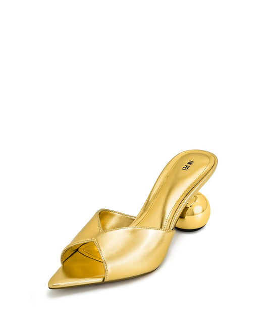 JW PEI Women's Ellie Sphere Heel Mules - Gold