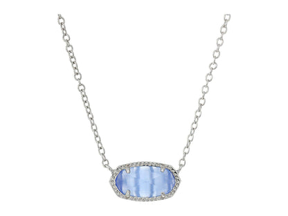 Kendra Scott Elisa Pendant Necklace - 14k Gold Plated Delicate Fashion Jewelry for Women RHODIUM - PERIWINKLE CATS EYE