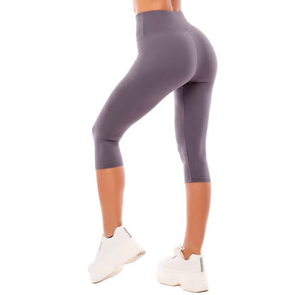 High Waisted Leggings for Women - Buttery Soft Yoga Pants with Tummy Control Capri Grey