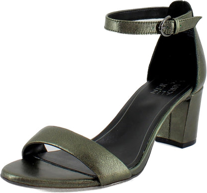 Heeled Sandals for Women - Block Heel Dress Sandals with Ankle Strap Green
