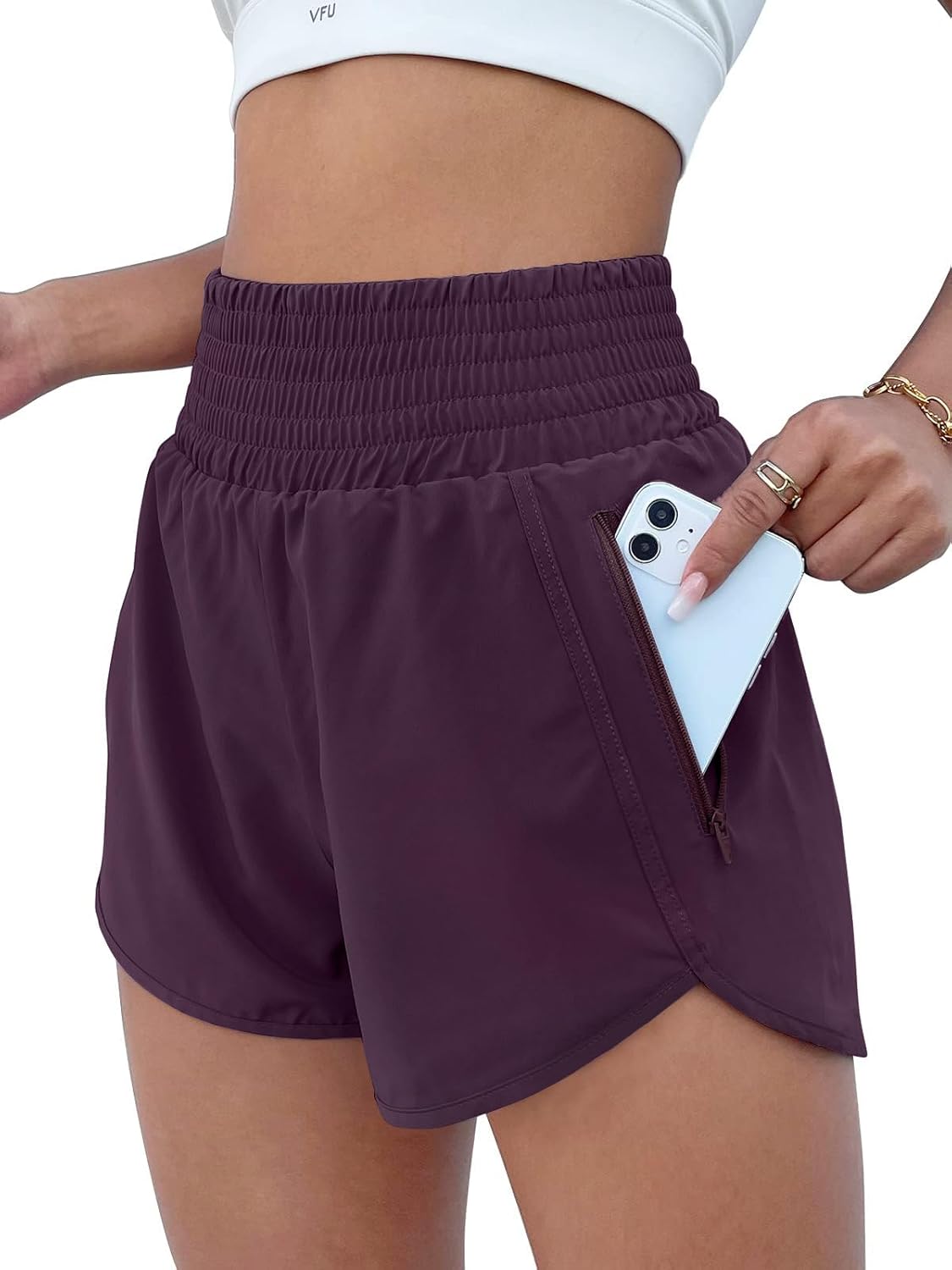 High Waisted Athletic Shorts Women Running Workout Shorts with Pockets Gym Sporty
