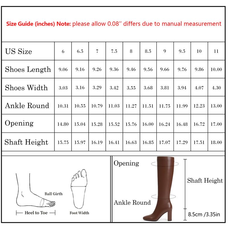 Modatope Knee High Boots for Women Chunky Heel Rounded Toe Womens Tall Boots