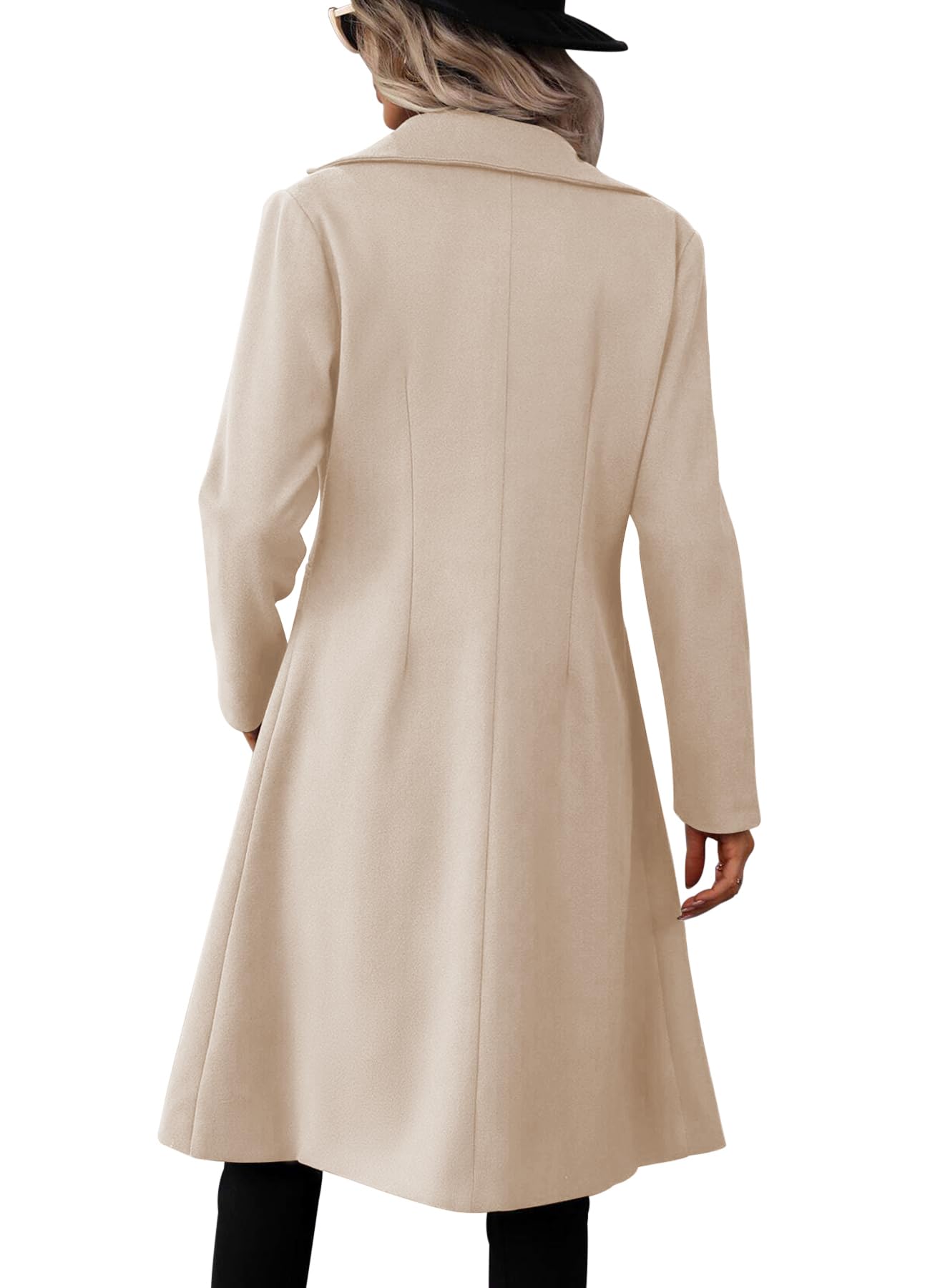 Danedvi Womens Long Double Breasted Coats Lapel Collar Pea Coat Winter Slim Fit Jackets Trench Coat Outwear