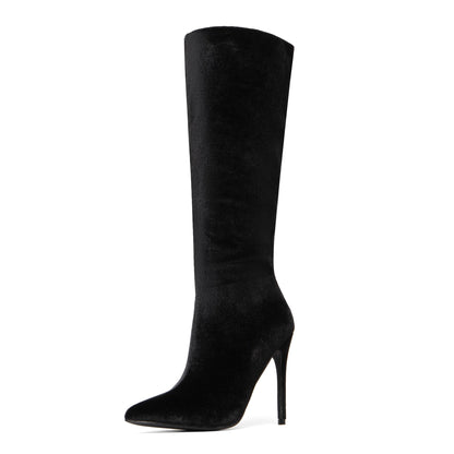 NEWBELLA Women's Suede Knee-High Boots - Sleek Design Stiletto Heel Boots for Daily Wear, Halloween, Christmas