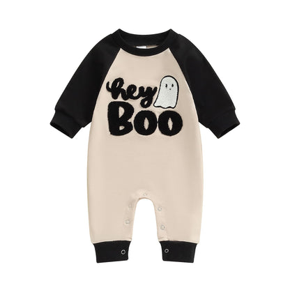 Baby Halloween Pumpkin Patch Romper - Long Sleeve Fall Winter Jumpsuit