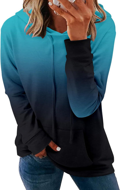 Pullover Hoodie - Tie Dye & Floral Print Hooded Sweatshirt with Pockets E-indigo Black