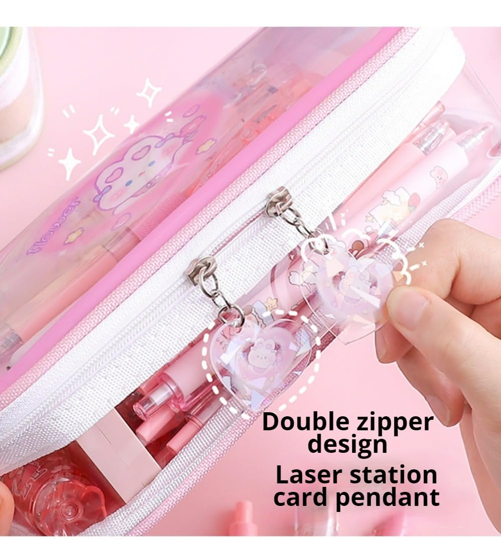 Cute Kawaii Pencil Case - Large Capacity Multilayer Rabbit Design Pen Pouch Gift