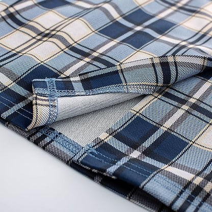 Kate Kasin Womens Pencil Skirt Knee Length Elastic Waist Stretchy Bodycon Business Plaid Skirt-Plaid Blue L