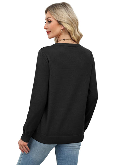 Women's Lightweight Sweaters - Long Sleeve Crewneck Pullover Tops