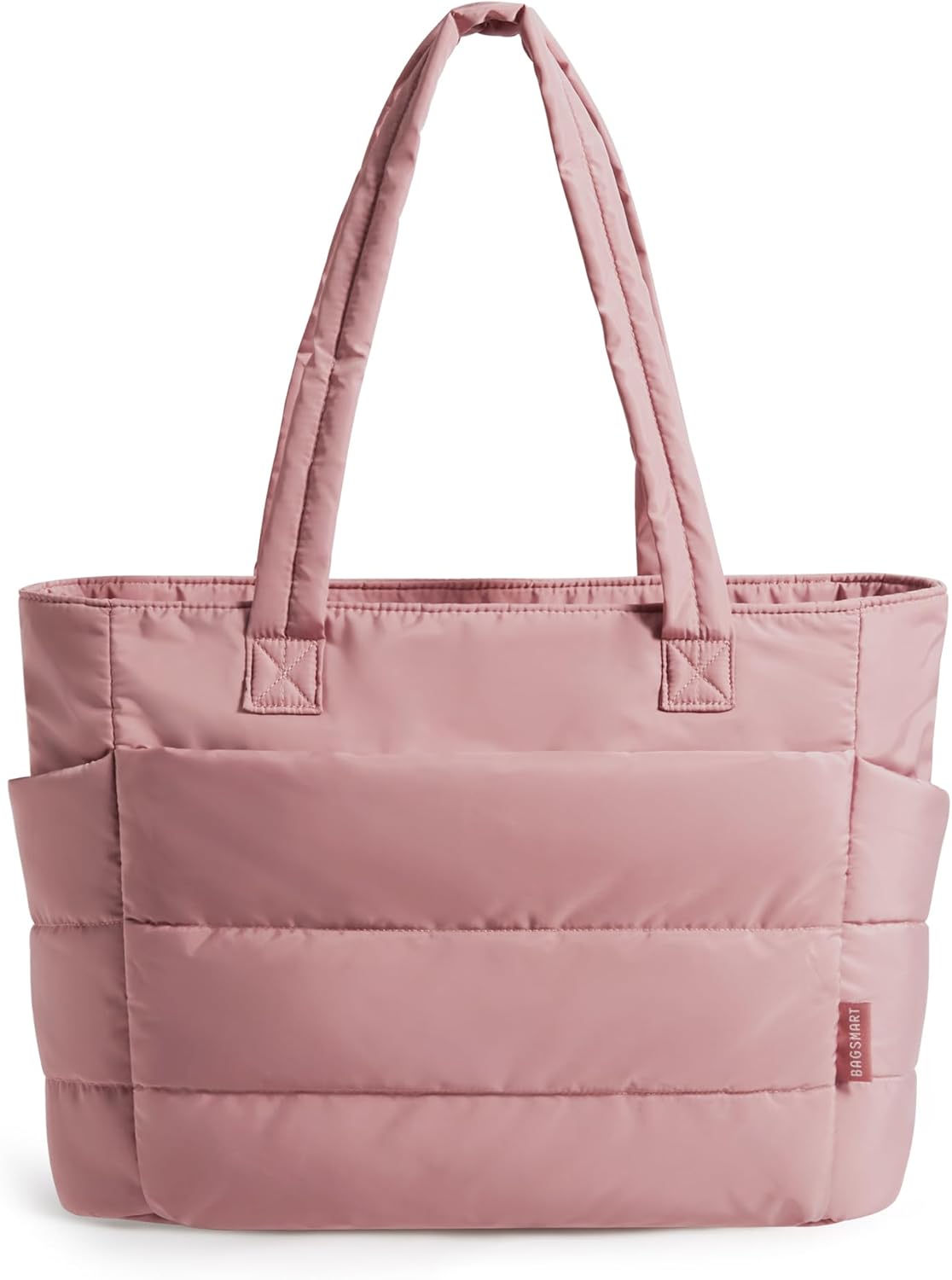Women's Quilted Tote Bag Lightweight Puffy Shoulder Bag with Compartments D-dark Pink-standard Size Standard Size