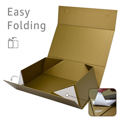 Gift Boxes with Lids 2 Pack - Magnetic Closure with Ribbon, Card, Filler & Sticker
