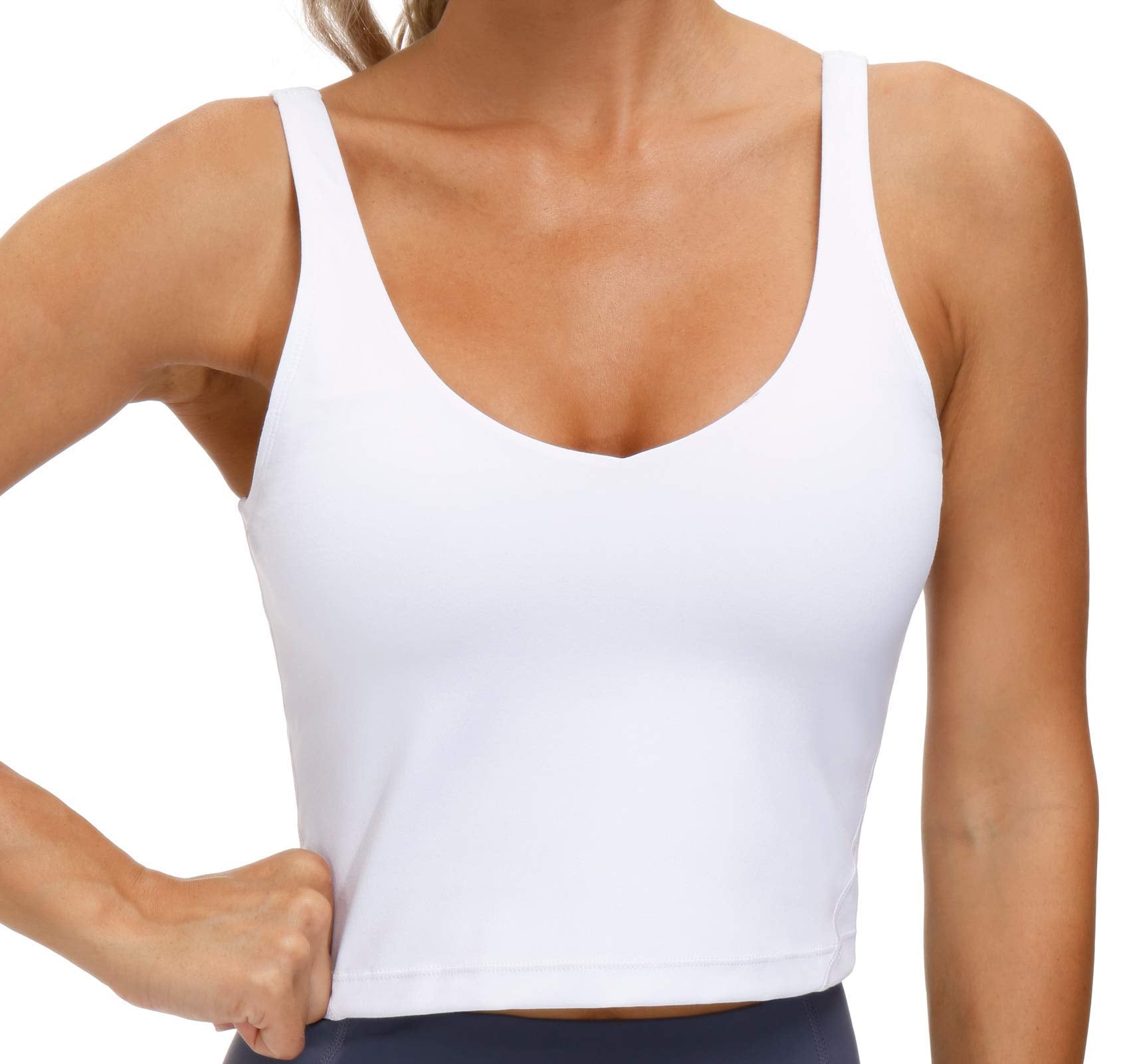 Longline Sports Bra Women Wirefree Padded Medium Support Workout Bra