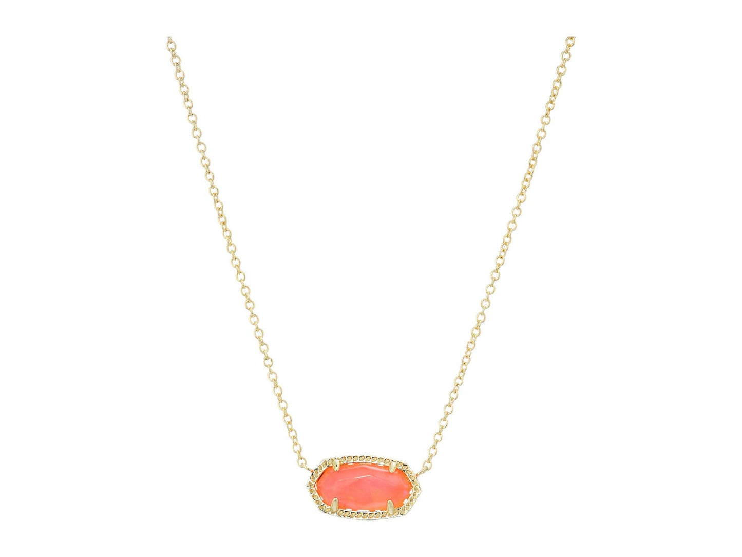 Kendra Scott Elisa Pendant Necklace - 14k Gold Plated Delicate Fashion Jewelry for Women GOLD - CORAL CRACKED MOP