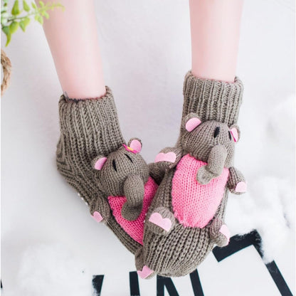 Cute Animal Socks for Women - Plush Long Stocking Socks with 3D Designs