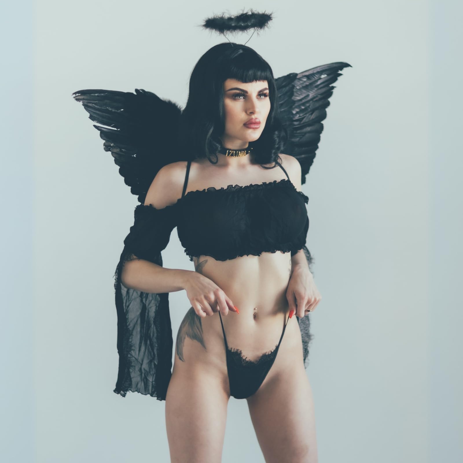 Angel Wings and Halo Costume Accessory Kit - 2 Piece Feathered Set