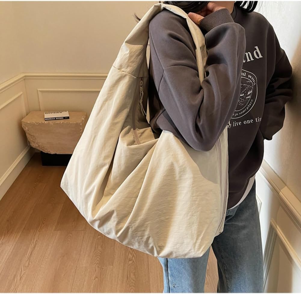 Women Slouchy Hobo Bag - Large Nylon Shoulder Crossbody Tote Handbag